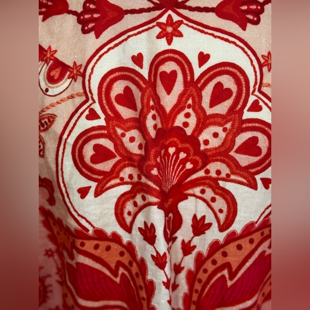 Farm Rio Jaipur Floral Paisley Linen Romper Size Medium - Picture 8 of 15